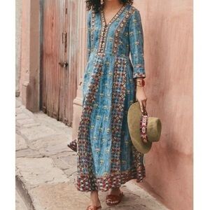 Soft Surroundings San Remo Embroidered Maxi Dress - size 16P